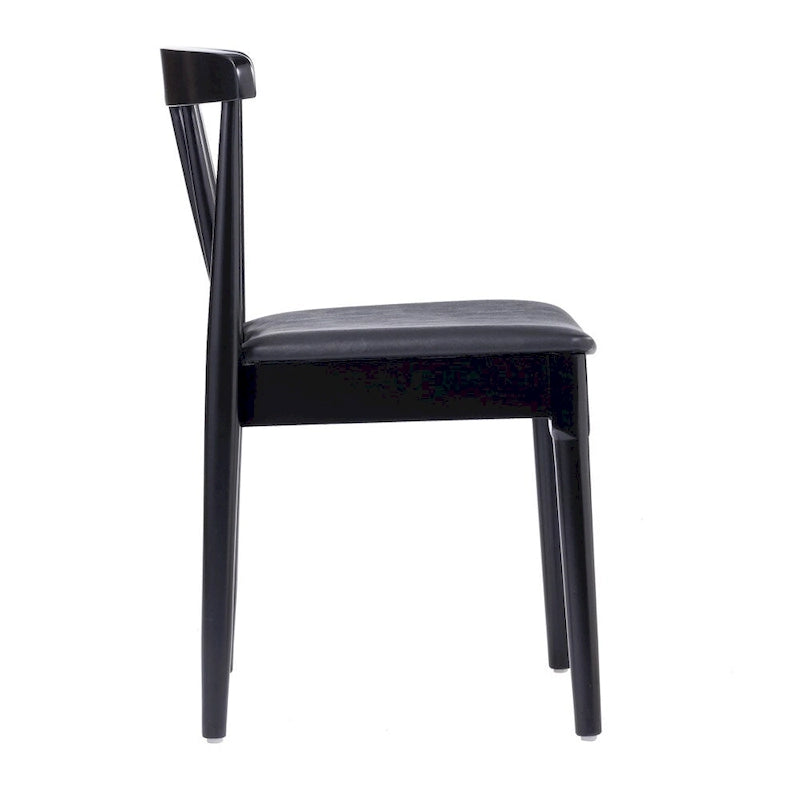 Commercial Solid Wood Dining Chair with Vinyl Padded Seat - Set of 2