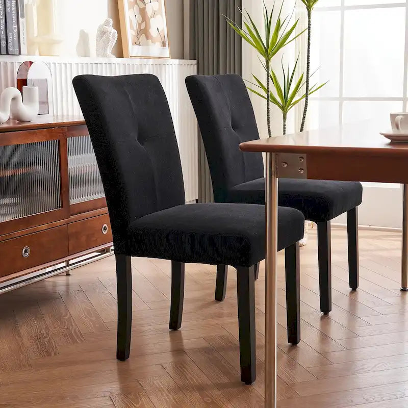 Set of 2 Fabric Upholstered Simple and Modern Design Tufted Back Dining Side Chair