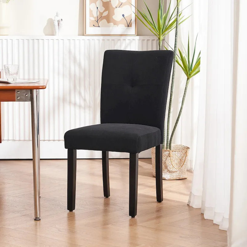 Set of 2 Fabric Upholstered Simple and Modern Design Tufted Back Dining Side Chair