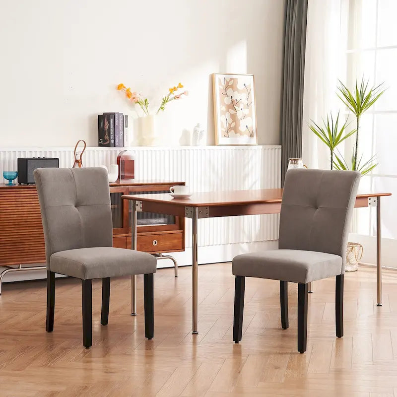 Set of 2 Fabric Upholstered Simple and Modern Design Tufted Back Dining Side Chair