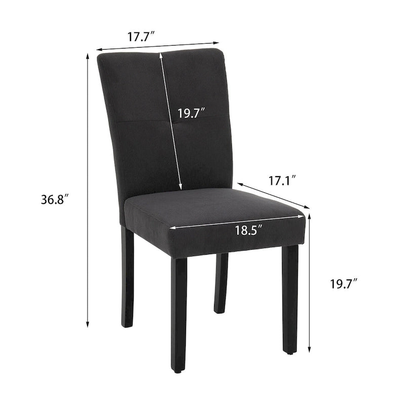Set of 2 Fabric Upholstered Simple and Modern Design Tufted Back Dining Side Chair
