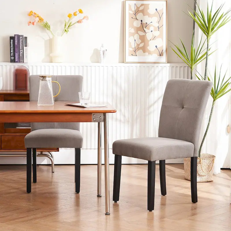 Set of 2 Fabric Upholstered Simple and Modern Design Tufted Back Dining Side Chair