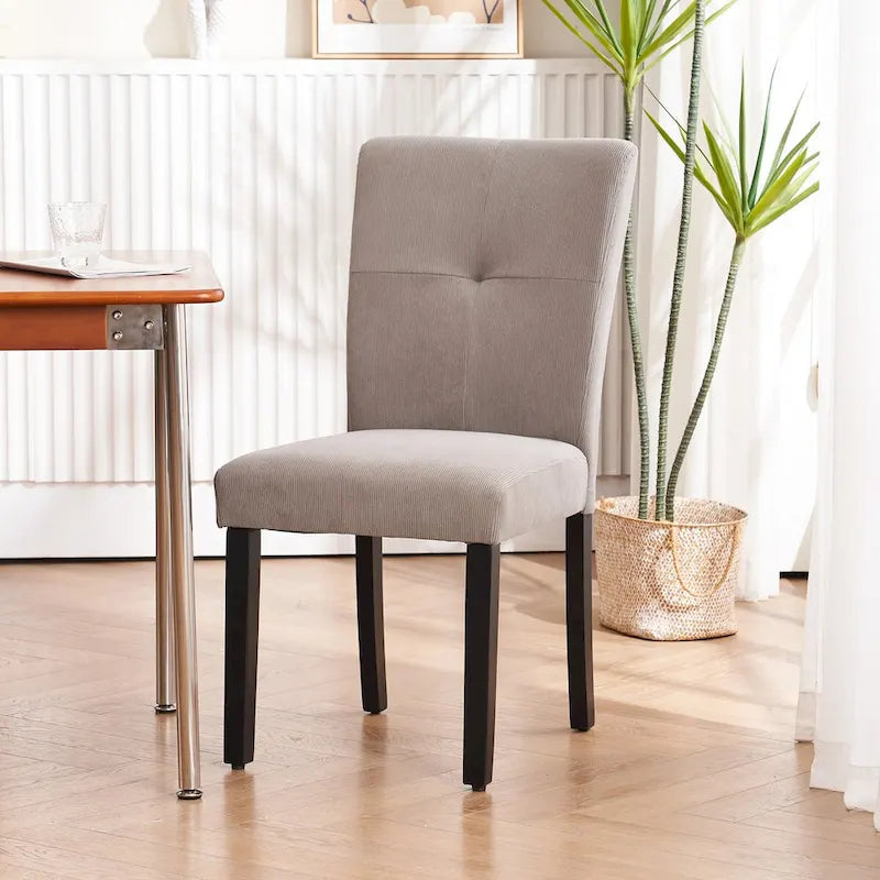 Set of 2 Fabric Upholstered Simple and Modern Design Tufted Back Dining Side Chair