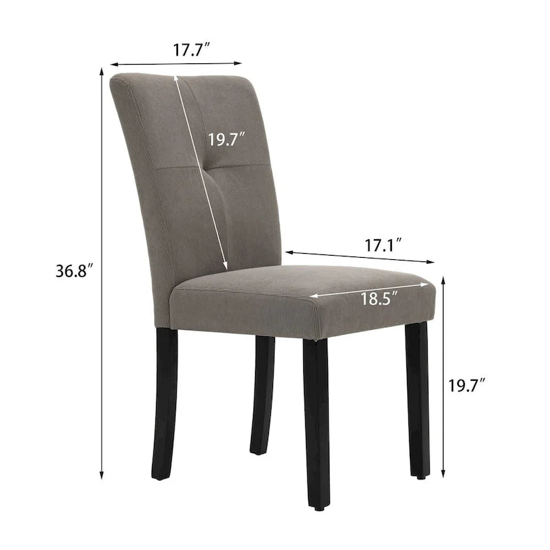 Set of 2 Fabric Upholstered Simple and Modern Design Tufted Back Dining Side Chair