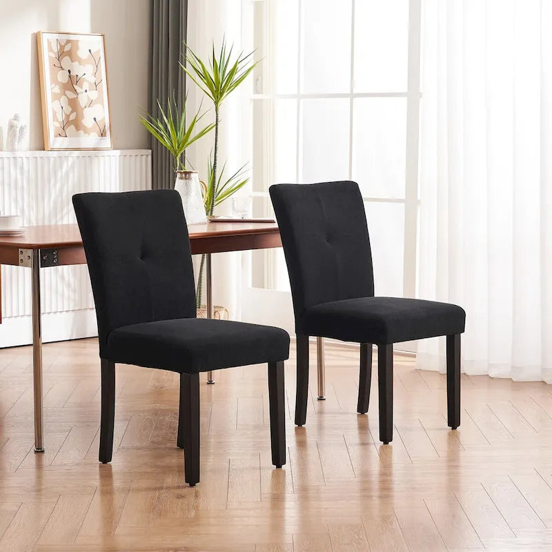 Set of 2 Fabric Upholstered Simple and Modern Design Tufted Back Dining Side Chair