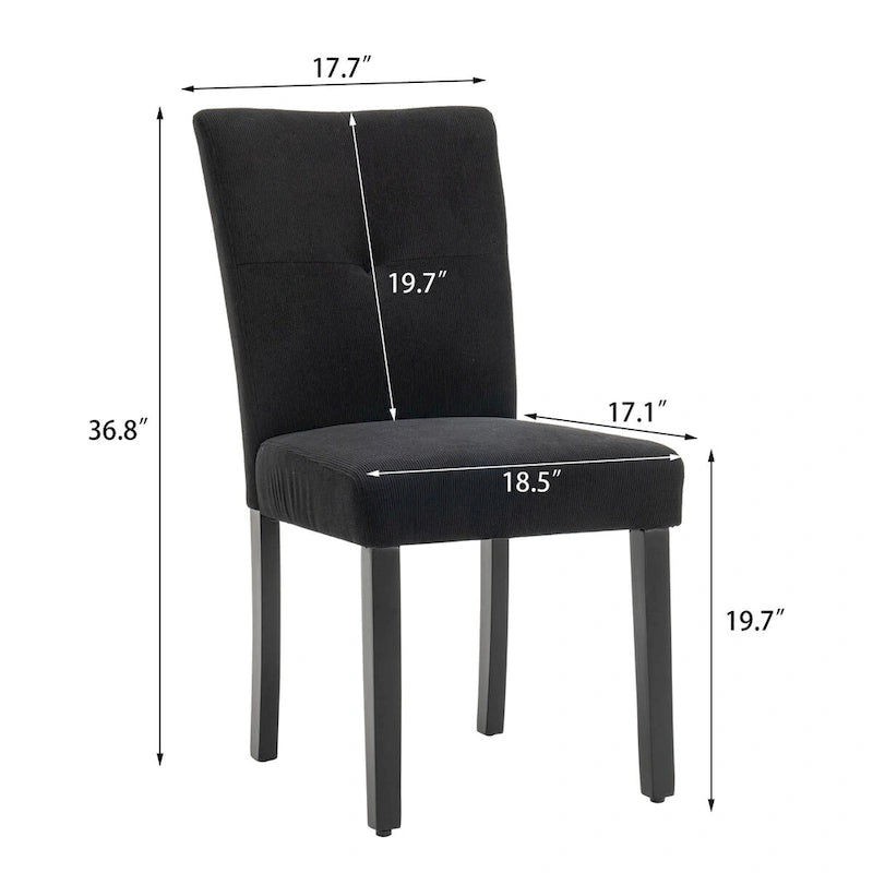 Set of 2 Fabric Upholstered Simple and Modern Design Tufted Back Dining Side Chair