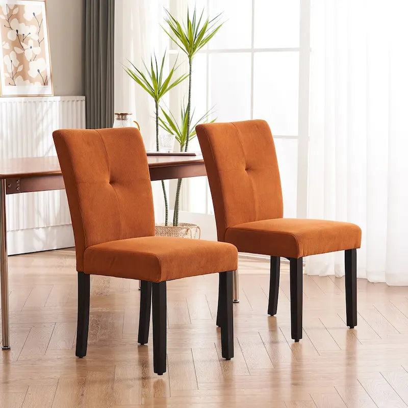 Set of 2 Fabric Upholstered Simple and Modern Design Tufted Back Dining Side Chair