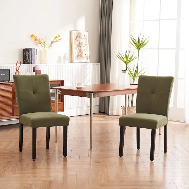 Set of 2 Fabric Upholstered Simple and Modern Design Tufted Back Dining Side Chair