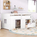 White Low Loft Bed with Drawers & Stairway