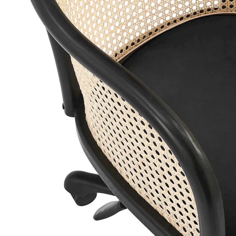 Elsy Office Chair in Black with Black Velvet Seat and Black Base