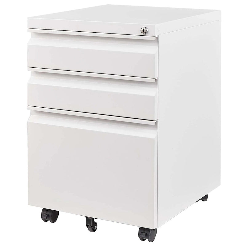 3 Drawer Mobile File Cabinet with Lock,Metal Filing Cabinets for Home Office Organizer Letters/Legal/A4,Fully Assembled