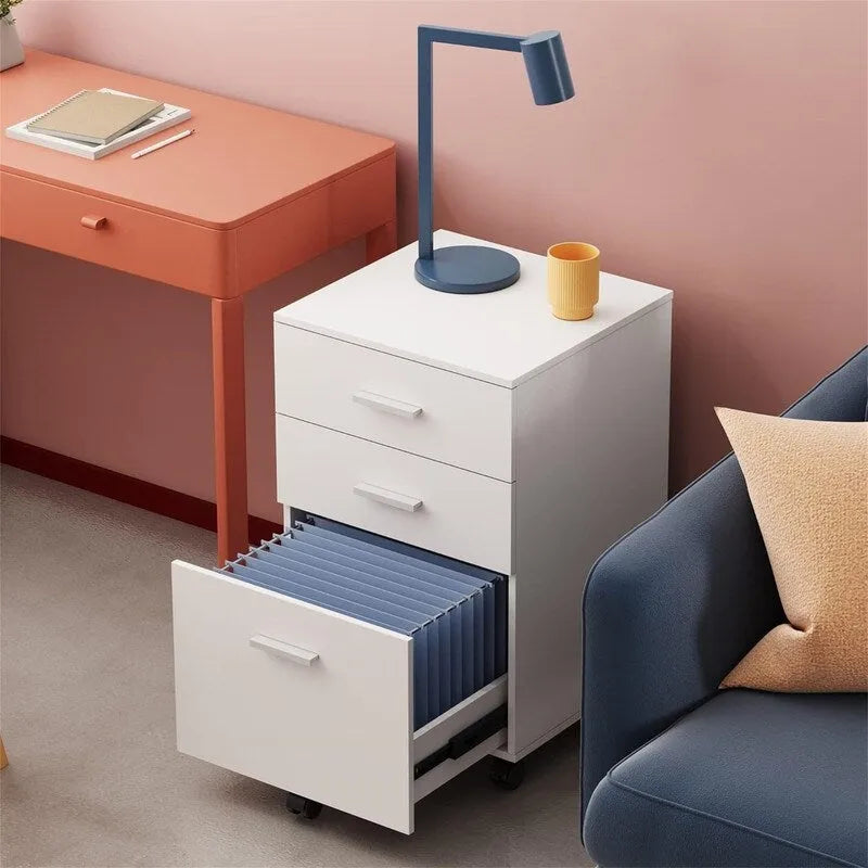 3 Drawer Wood Mobile File Cabinet