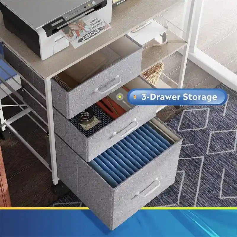 3 Drawer Mobile File Cabinet - 15.75D x 29.53W x 26.77H