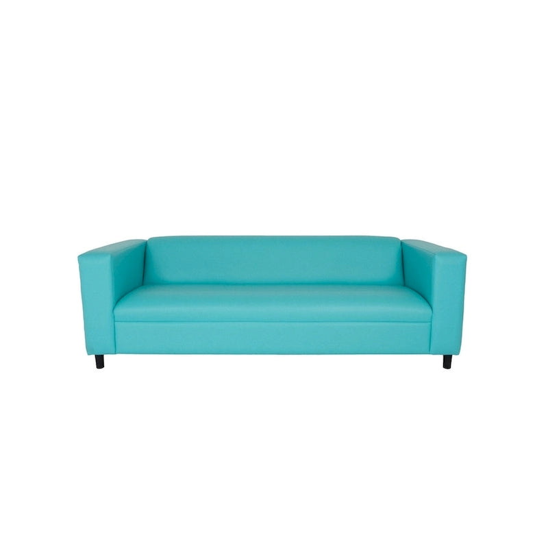 HomeRoots 84 Teal Blue Faux Leather Sofa With Black Legs - 84