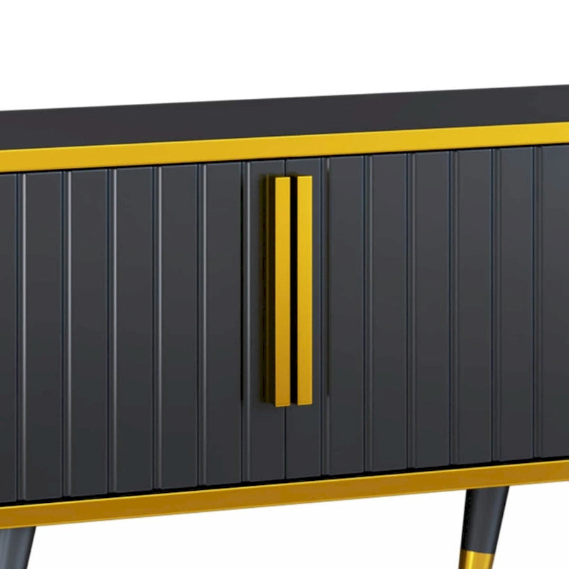 Luxury Minimalism TV Stand with Open Storage Shelf for TVs Up to 85, Entertainment Center with Cabinets and Drawers