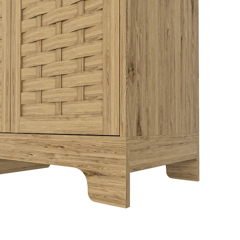 Storage Cabinet with 3 Doors, Wood Sideboard Buffet Storage with Adjustable Shelf, Anti-tip Kit Accent Cabinet