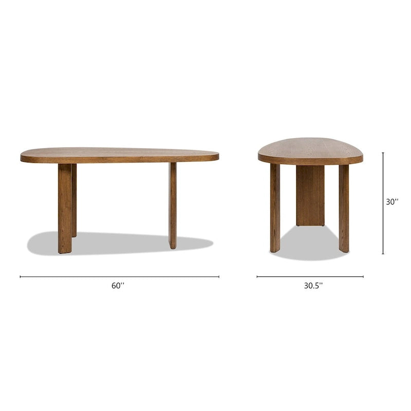 Melvin 60 Oak Wood Oblong Oval Console Table