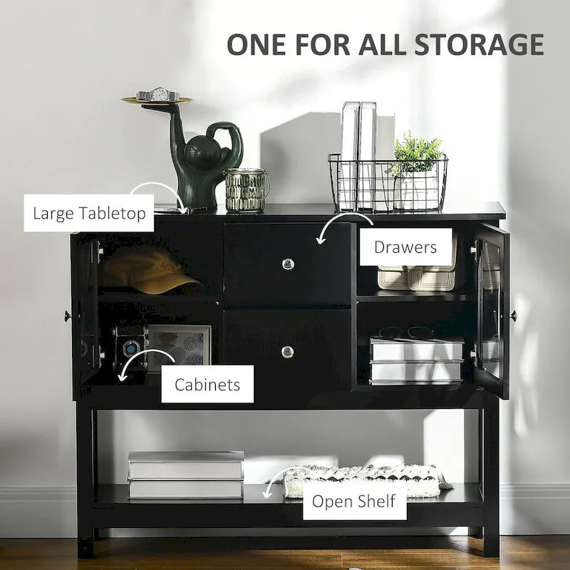 Sideboard Buffet Cabinet with 2 Drawers and Glass Door