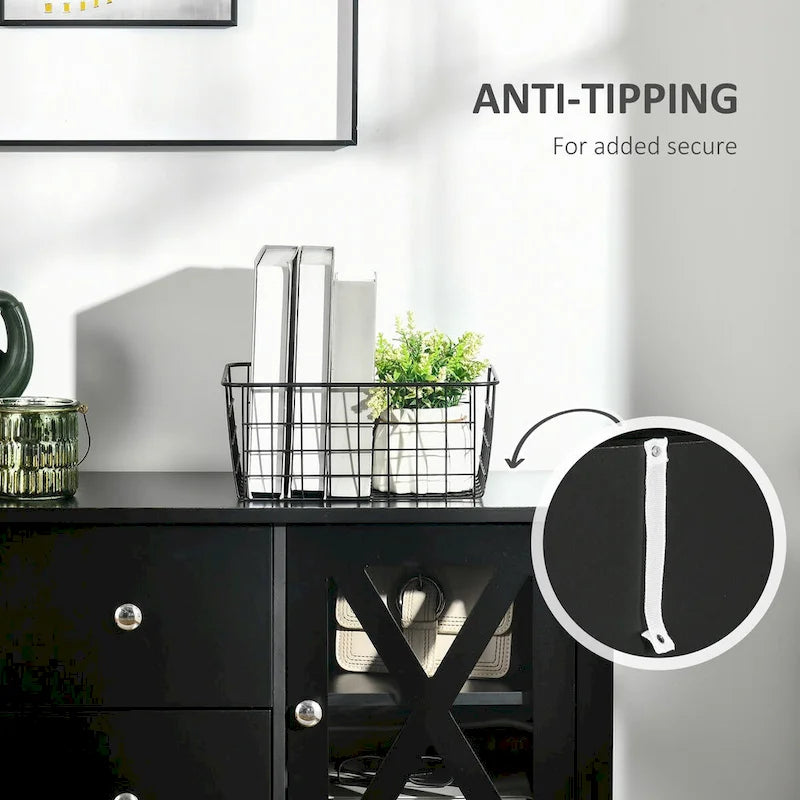 Sideboard Buffet Cabinet with 2 Drawers and Glass Door