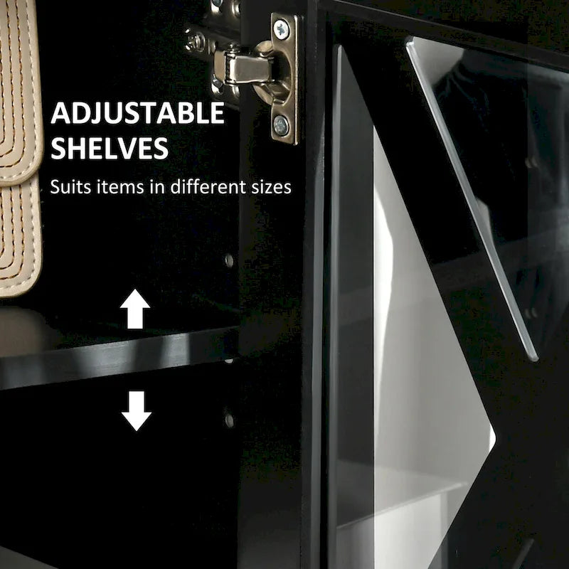 Sideboard Buffet Cabinet with 2 Drawers and Glass Door