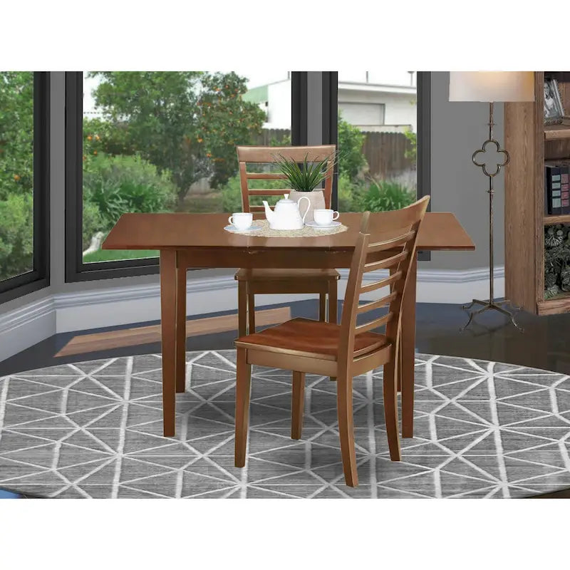 East West Furniture Dining Set Contains a Rectangle Dining Table with Butterfly Leaf and Dining Chairs (Chair Seat Type Options)