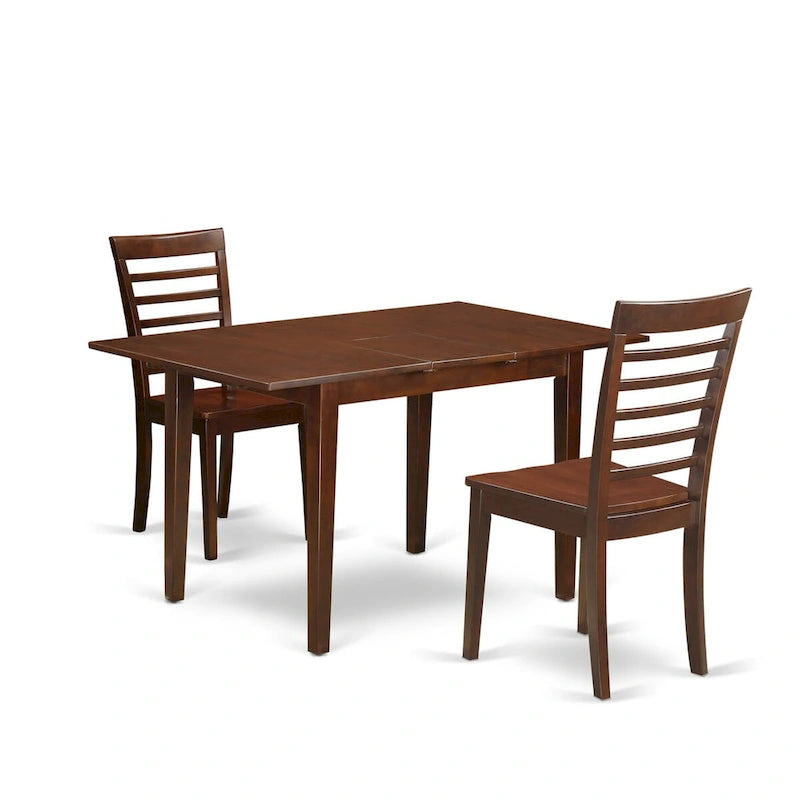 East West Furniture Dining Set Contains a Rectangle Dining Table with Butterfly Leaf and Dining Chairs (Chair Seat Type Options)