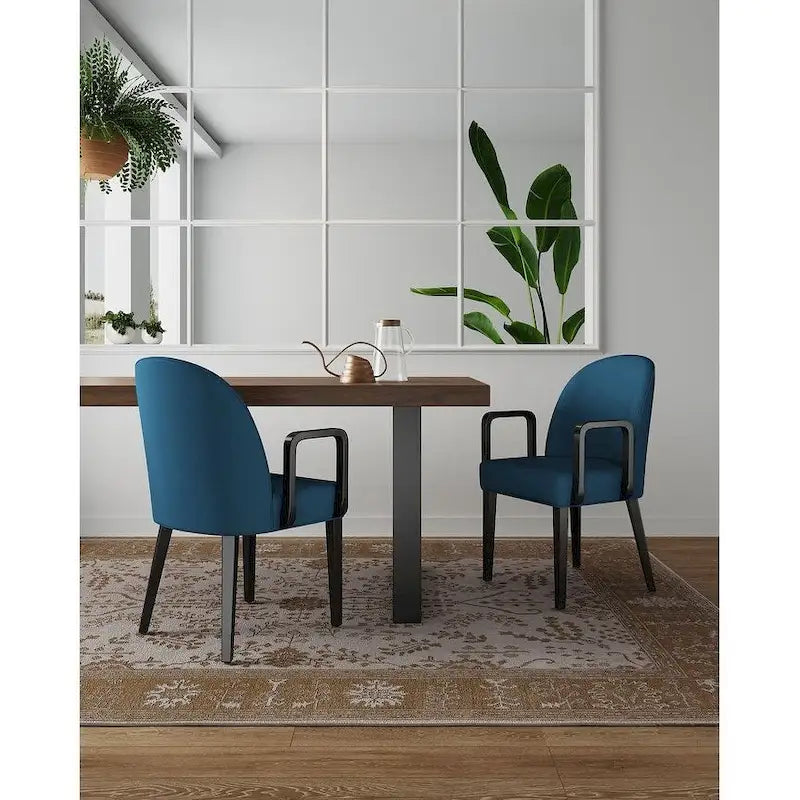 Manhattan Comfort Hillman Modern Leatherette and Velvet Upholstered Dining Arm Chair