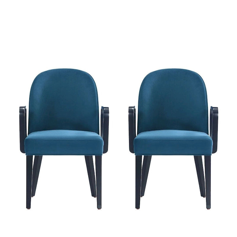 Manhattan Comfort Hillman Modern Leatherette and Velvet Upholstered Dining Arm Chair