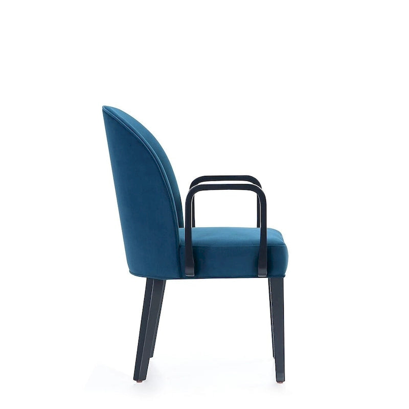 Manhattan Comfort Hillman Modern Leatherette and Velvet Upholstered Dining Arm Chair