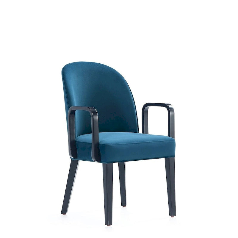 Manhattan Comfort Hillman Modern Leatherette and Velvet Upholstered Dining Arm Chair