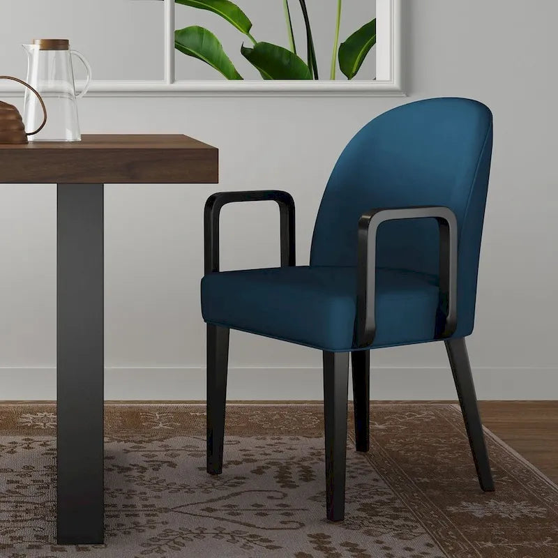 Manhattan Comfort Hillman Modern Leatherette and Velvet Upholstered Dining Arm Chair
