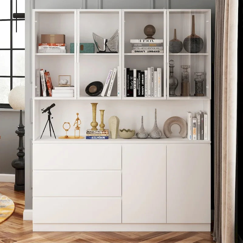 Modular Buffet and Display Cabinet - Modular Design in Pristine White