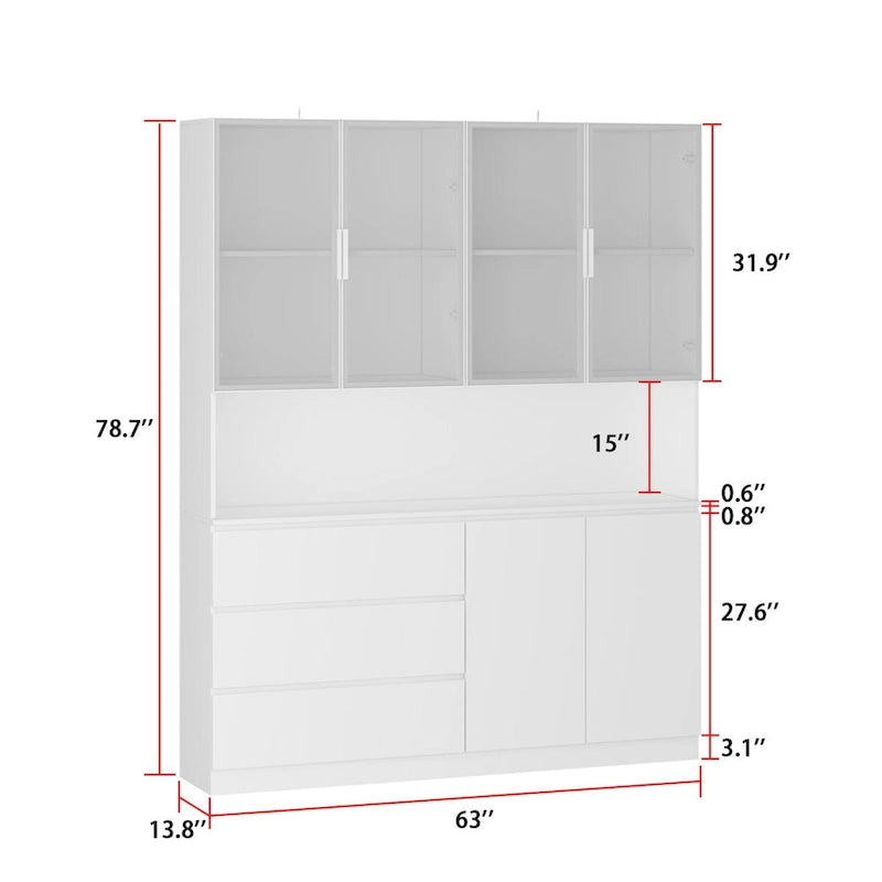 Modular Buffet and Display Cabinet - Modular Design in Pristine White
