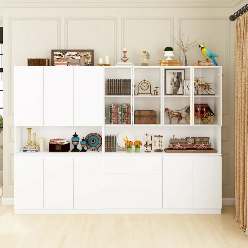 Modular Buffet and Display Cabinet - Modular Design in Pristine White