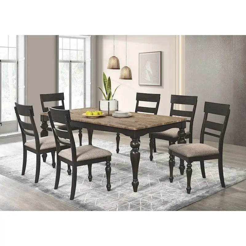 Kyle Brown Brushed and Charcoal Sandthrough 7-piece Dining Set