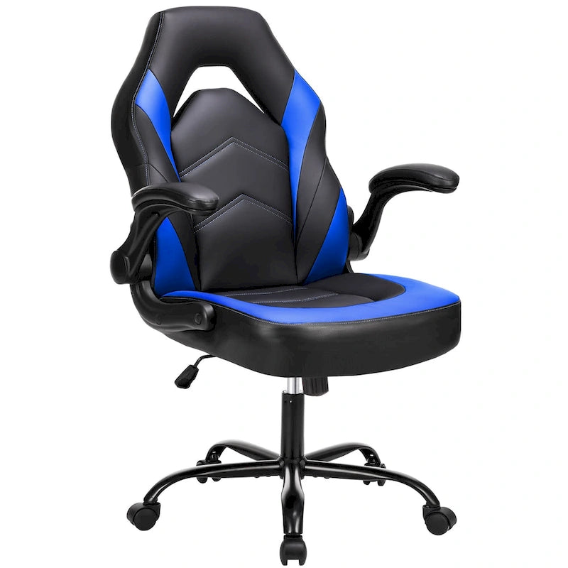 PU Leather Computer Chair Ergonomic Office Chair Gaming Chair with Lumbar Support,Rolling Desk Chairs with Flip-up Armrests