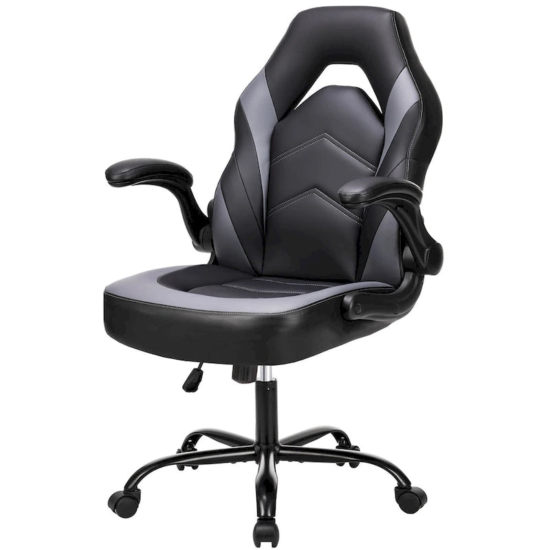 PU Leather Computer Chair Ergonomic Office Chair Gaming Chair with Lumbar Support,Rolling Desk Chairs with Flip-up Armrests