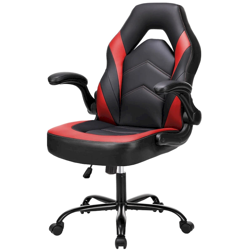PU Leather Computer Chair Ergonomic Office Chair Gaming Chair with Lumbar Support,Rolling Desk Chairs with Flip-up Armrests