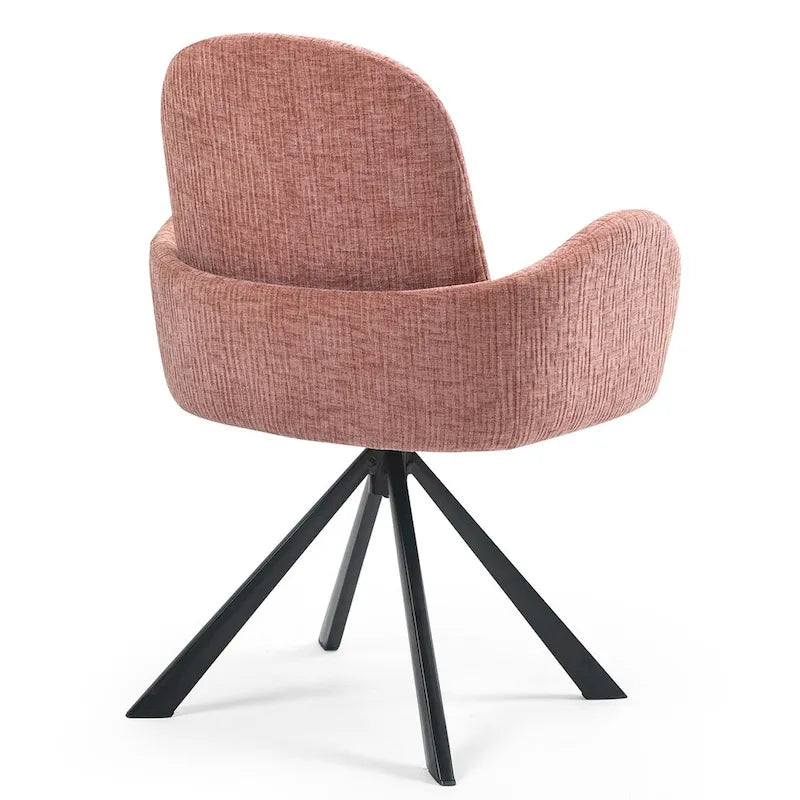 Beacher Pink Linen Fabric Dining Chair with Black Accent Iron Legs