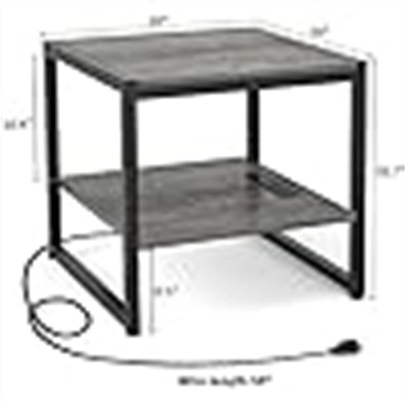 End Table with Charging Station - 20D x 20W x 20.7H