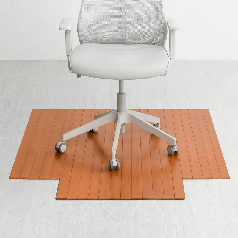 Jani Eco Bamboo Roll-Up Rectangular Chair Mat with Lip - Protective and Eco-Friendly, Heavy Duty for Office and Home