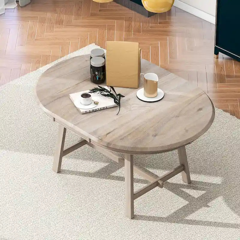 Wood Dining Table Round Extendable Dining Table