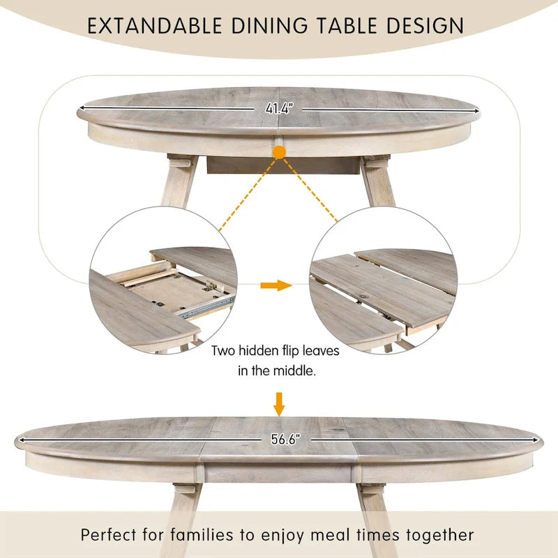 Wood Dining Table Round Extendable Dining Table