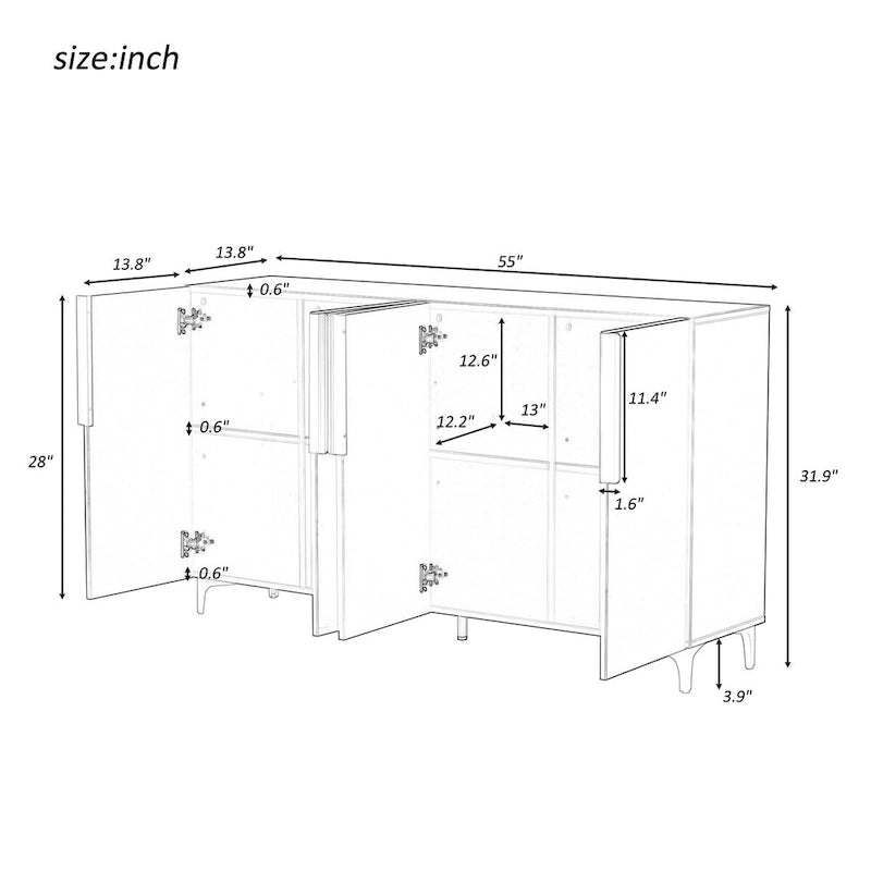 Modern Glossy Finish Light Luxury Storage Cabinet and Adjustable Shelves
