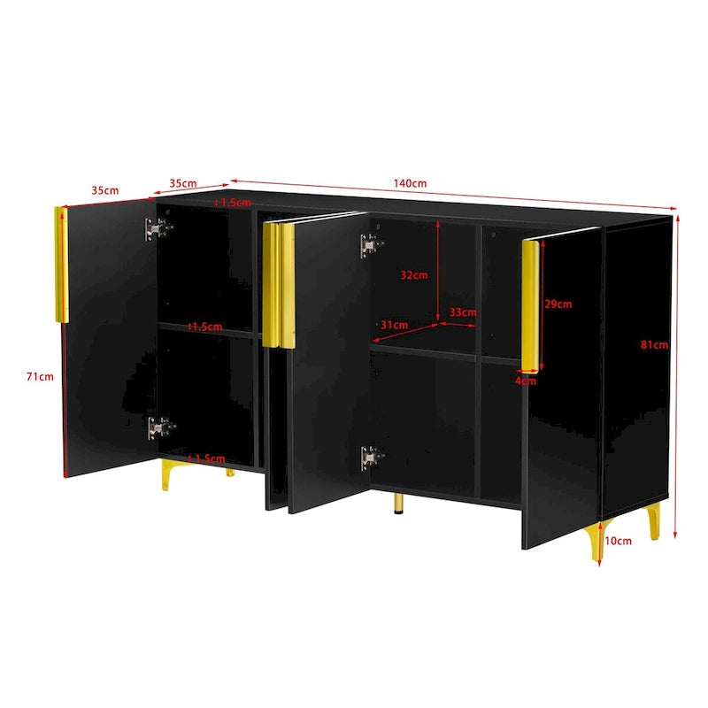 Modern Glossy Finish Light Luxury Storage Cabinet and Adjustable Shelves