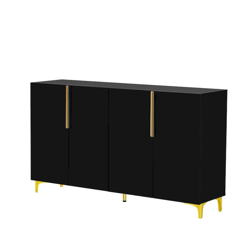 Modern Glossy Finish Light Luxury Storage Cabinet and Adjustable Shelves