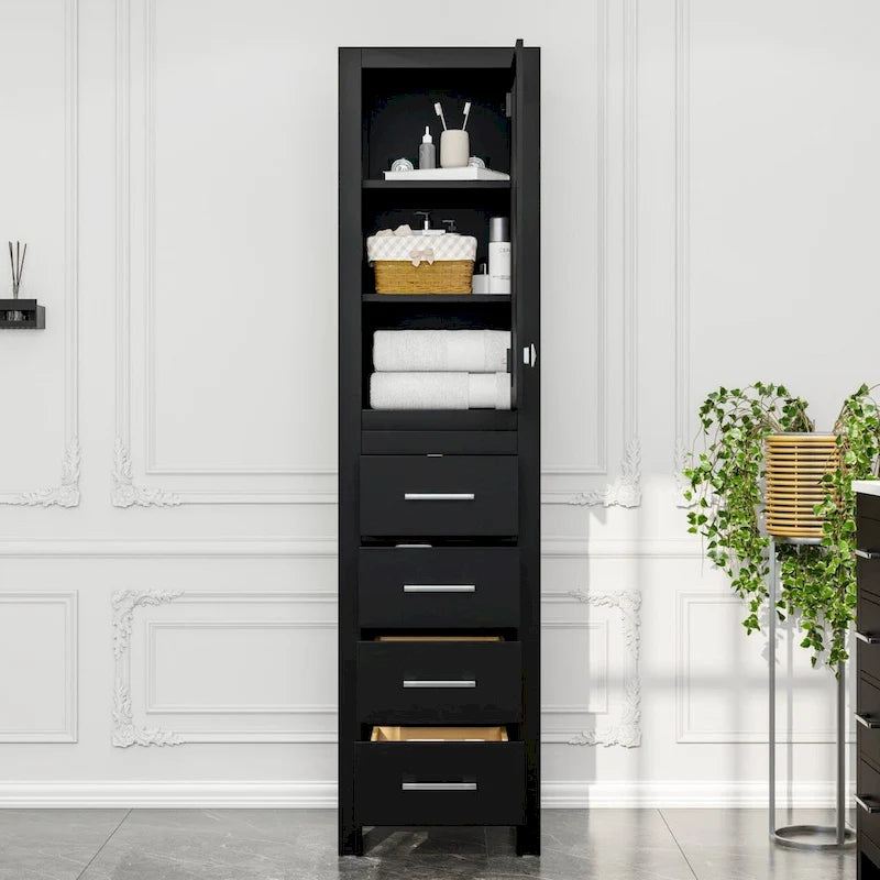 Eviva Aberdeen 18W x 20D x 72H Espresso Freestanding Linen Cabinet