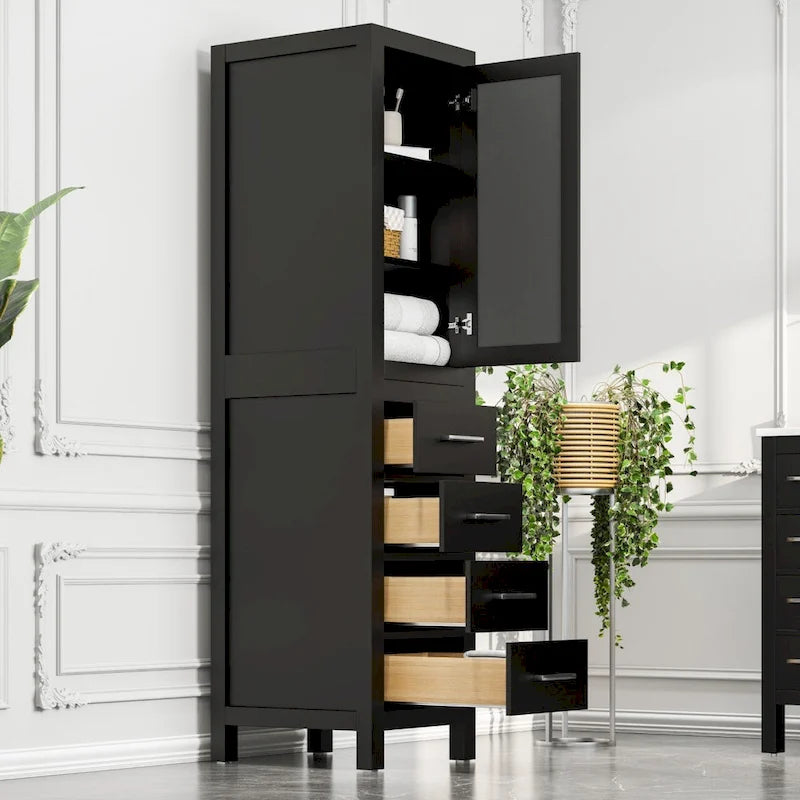 Eviva Aberdeen 18W x 20D x 72H Espresso Freestanding Linen Cabinet