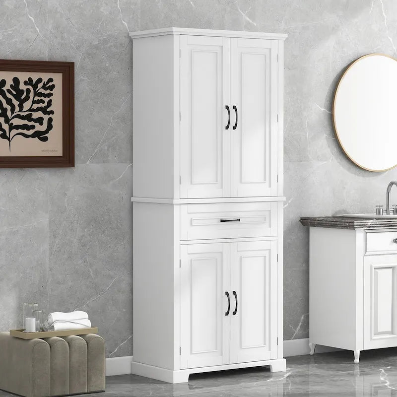 30 in. W x 16 in. D x 72 in. H Bathroom Cabinet with Doors, Drawer and Adjustable Shelves