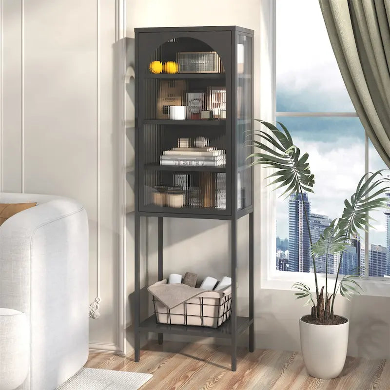 Metal Glass Door Display Storage Cabinet